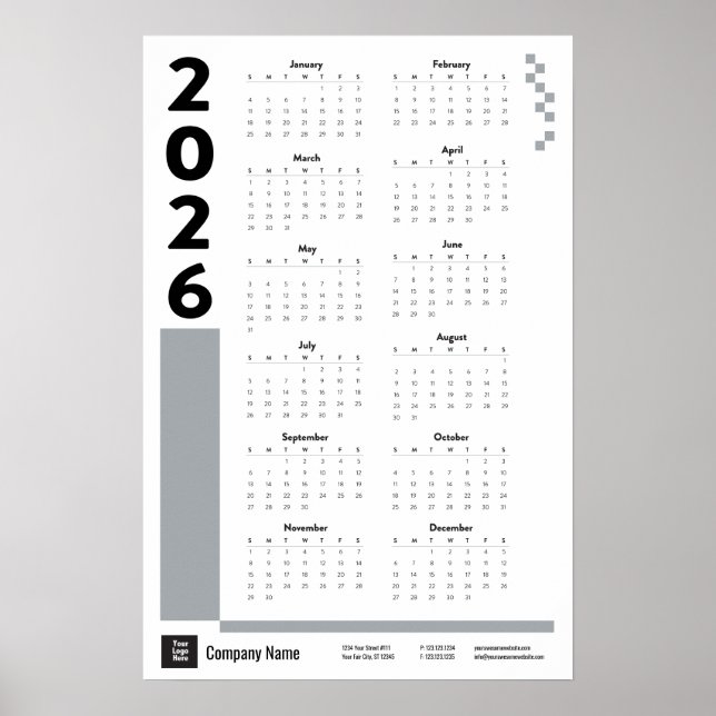 Calendrier de bureau Poster Silver Gray 2026 pour  (Devant)