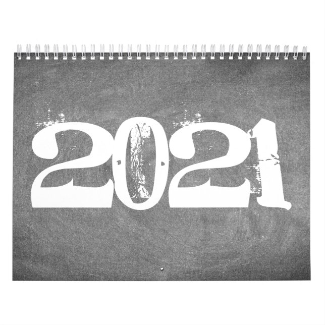 Calendrier de Chalkboard 2021 Texte noir et blanc (Protection)