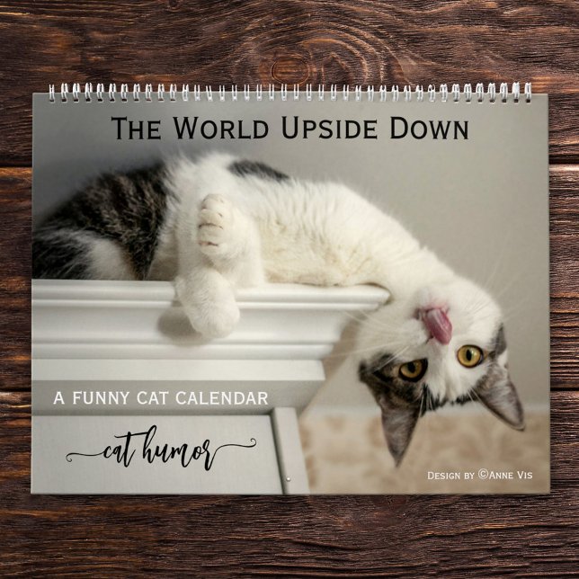 Calendrier de chat drôle personnalisé (Calendar for cat lovers featuring cute images of cats with custom funny text(s) for each month)