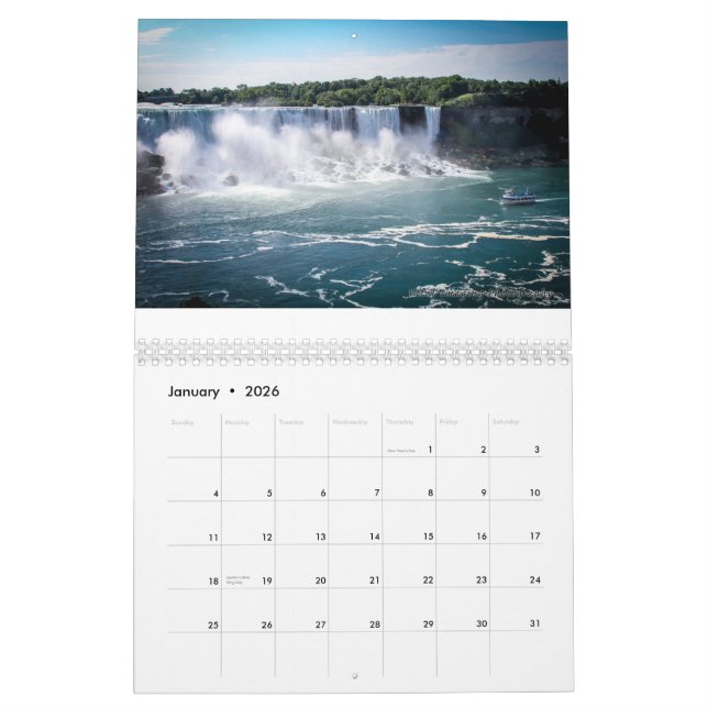 Calendrier de chutes du Niagara imprimé par (Jan 2026)