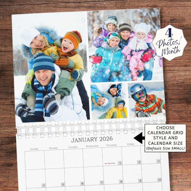 Calendrier de collage photo personnalisé simple 4  (Créateur téléchargé)