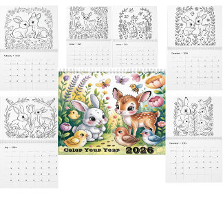 Calendrier de coloriage d'animaux Ligne artistiqu