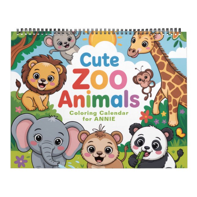 Calendrier de coloriage des animaux mignons du zoo (Protection)