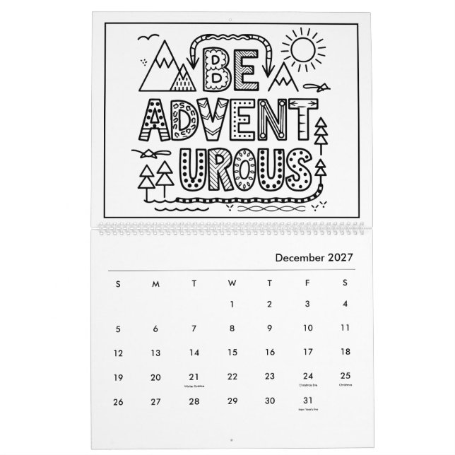 Calendrier de coloriage inspiré pour enfants (Dec 2027)