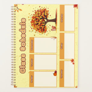 Calendrier de cours d'automne avec illustrations m