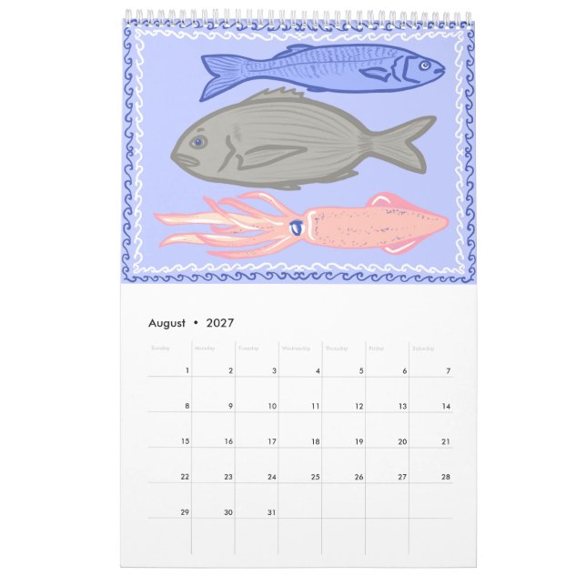 Calendrier de cuisine Scènes et motifs d'été grecs (Aug 2027)
