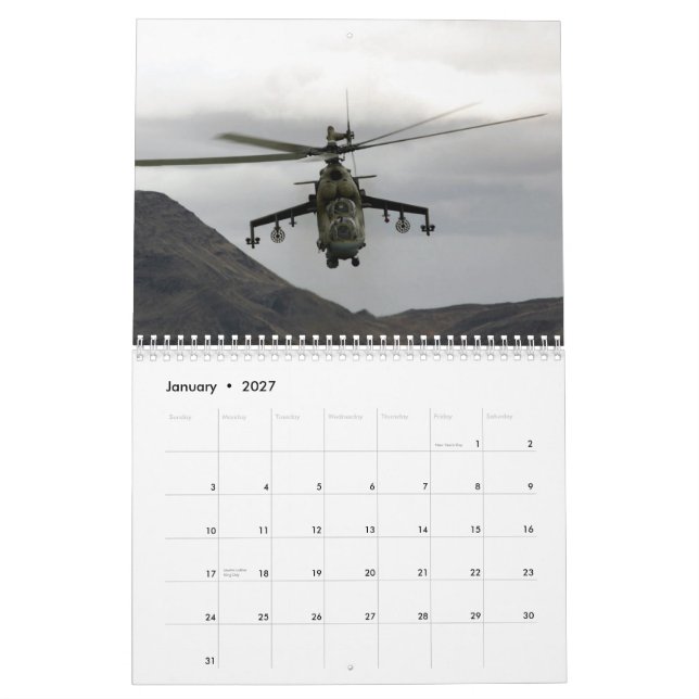 Calendrier de derrière de canonnière (Jan 2027)