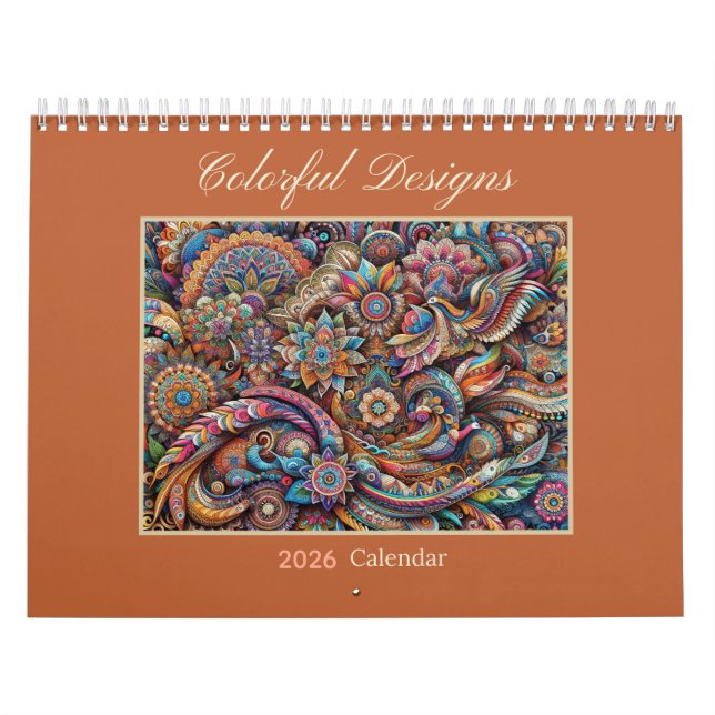 Calendrier de designs colorés abstraits 2026 (Protection)