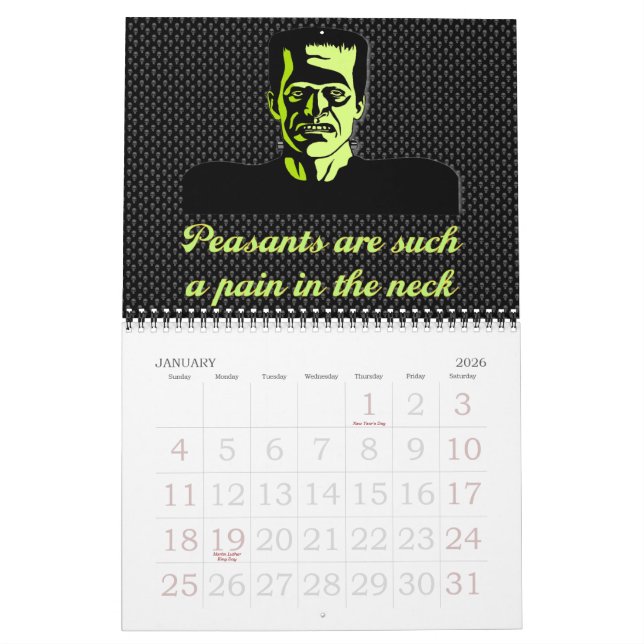 calendrier de dix-huit mois de Halloween (Jan 2026)