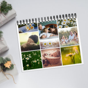 Calendrier de famille aux marguerites blanches pou