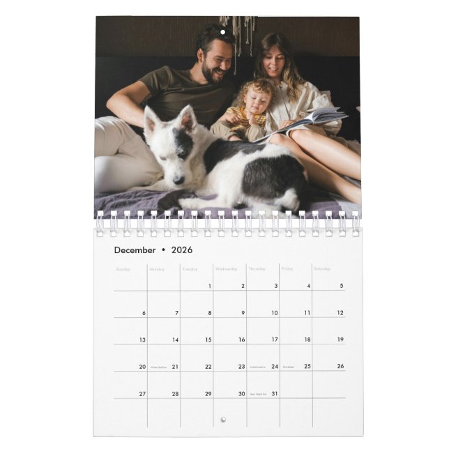 Calendrier de famille de photos personnalisable (Dec 2026)