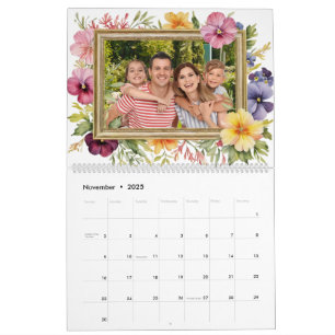 Calendrier de famille personnalisé avec fleurs col
