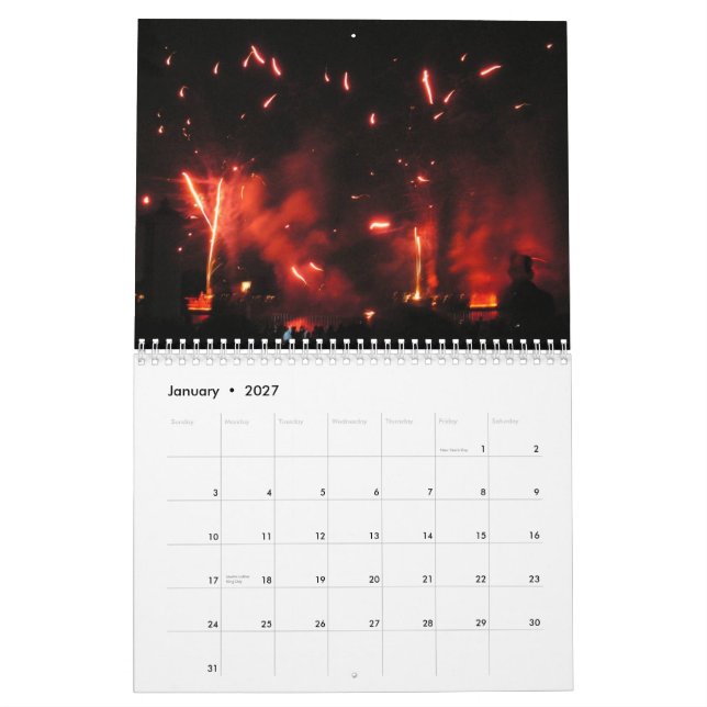 Calendrier de feux d'artifice (Jan 2027)