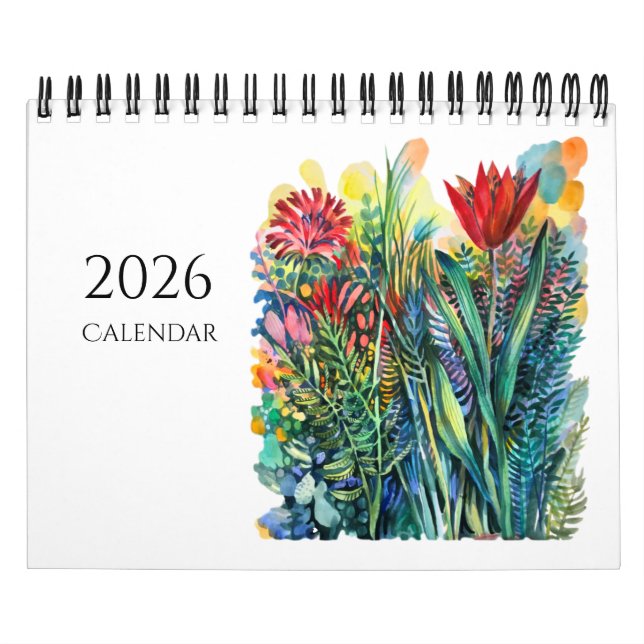 Calendrier de fleurs et d'animaux à l'aquarelle (Protection)
