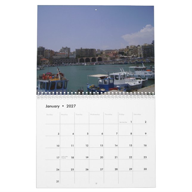 Calendrier de Héraklion, Crète (Jan 2027)