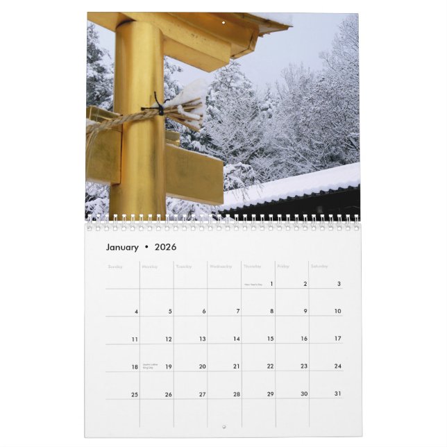 Calendrier de Japonais Torii (Jan 2026)