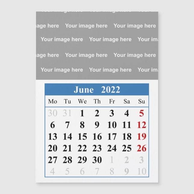 Calendrier de juin 2022 Carte magnétique (Devant)