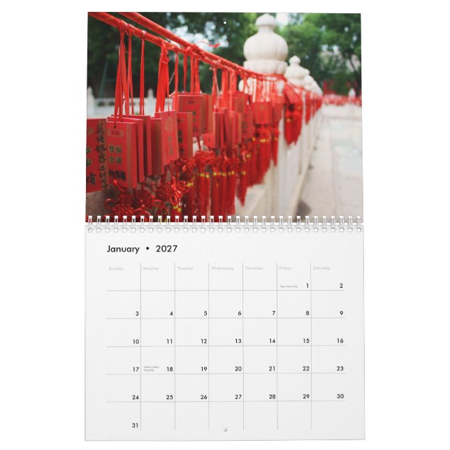 Calendrier de la Chine (Jan 2027)