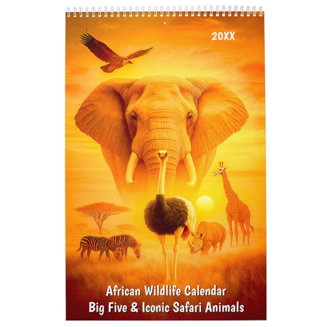 Calendrier de la faune africaine – Big Five et icô (Protection)