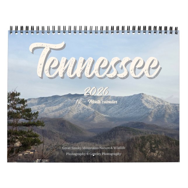 Calendrier de la faune du Tennessee 2026 - 12 mois (Protection)