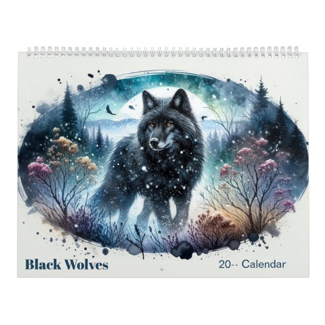 Calendrier de la forêt nordique enneigée des loups (Protection)