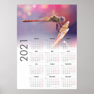 Calendrier de la libellule Poster 2021 - Début lun