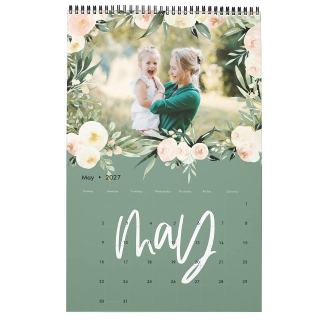 Calendrier de la photo florale d'aquarelle moderne (Mai 2027)