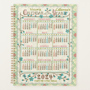 Calendrier de l'année 2024 Art Nouveau victorien