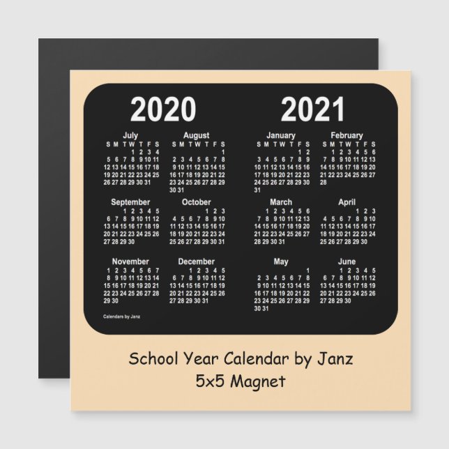 Calendrier de l'année scolaire 2020-2021 par Janz  (Devant / Derrière)