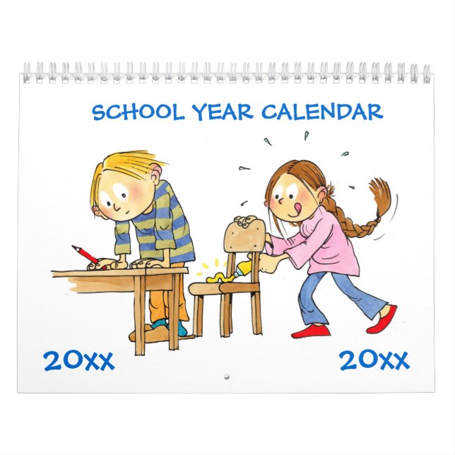 Calendrier de l'année scolaire bleu pour les enfan (Protection)