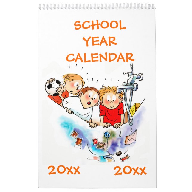Calendrier de l'année scolaire Orange Single Page (Protection)