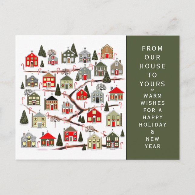 Calendrier de l'Avent de Noël Carte Postale de Fêt (Devant)