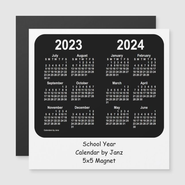 Calendrier de l'école noire et blanche 2023-2024 p (Devant / Derrière)