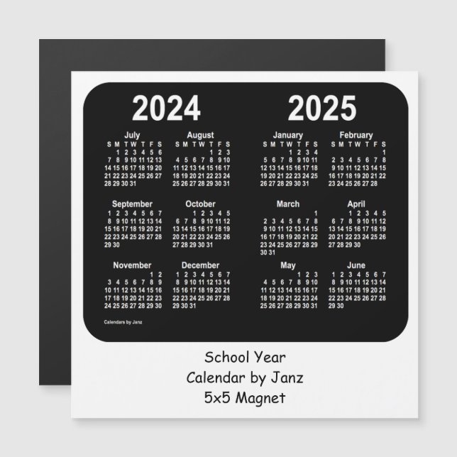 Calendrier de l'école noire et blanche 2024-2025 p (Devant / Derrière)