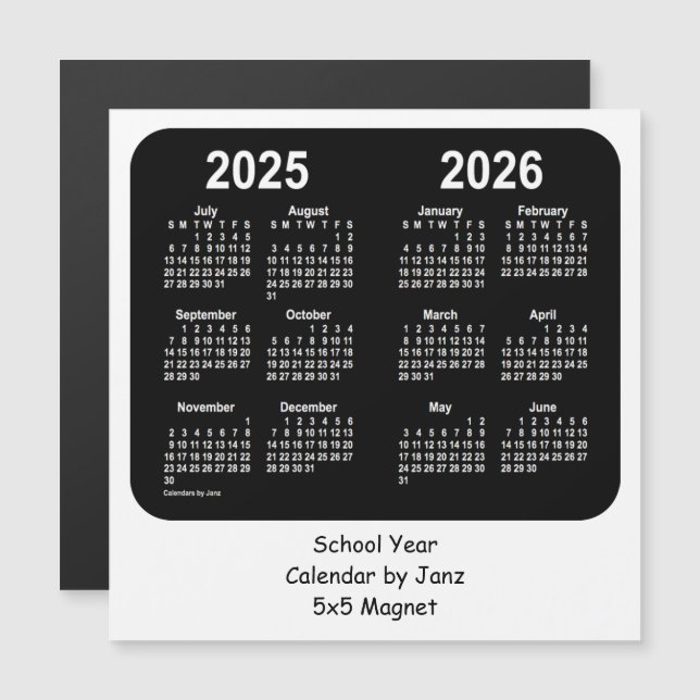 Calendrier de l'école noire et blanche 2025-2026 p (Devant / Derrière)