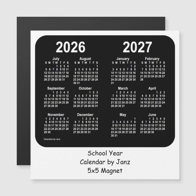 Calendrier de l'école noire et blanche 2026-2027 p (Devant / Derrière)