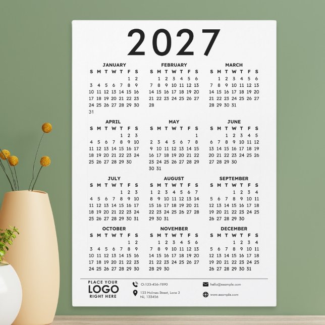 Calendrier de logo d'entreprise moderne de base 20 (create your own 2027 custom logo calendar)