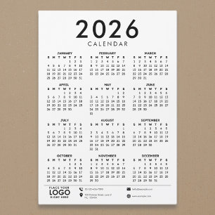Calendrier de logo d'entreprise moderne de base 20