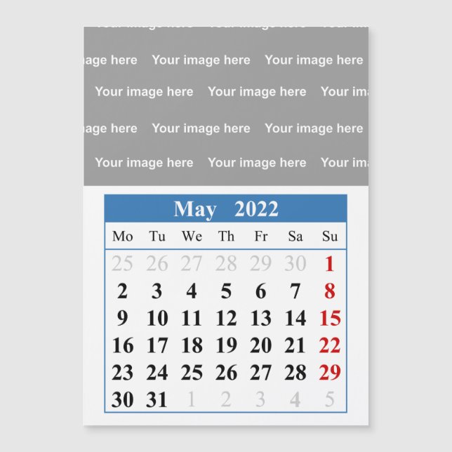 Calendrier de mai 2022 Carte magnétique (Devant)