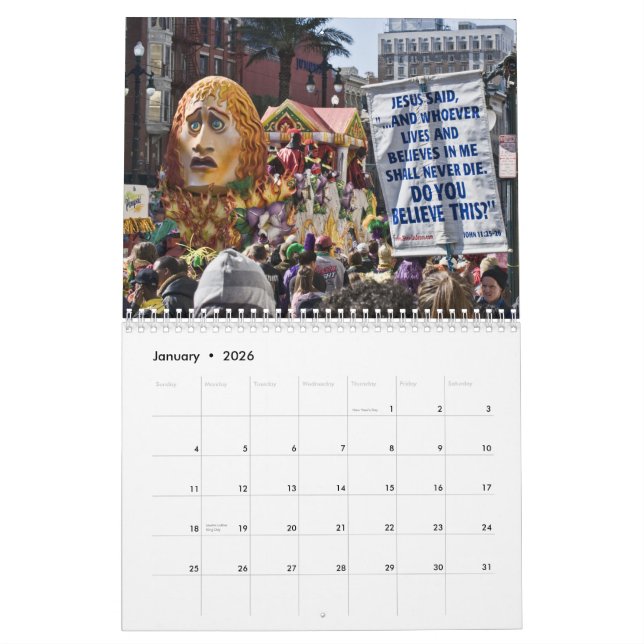 Calendrier de mardi gras (Jan 2026)