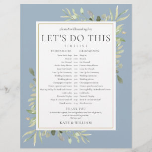 Calendrier de mariage Dusty Blue Greenery