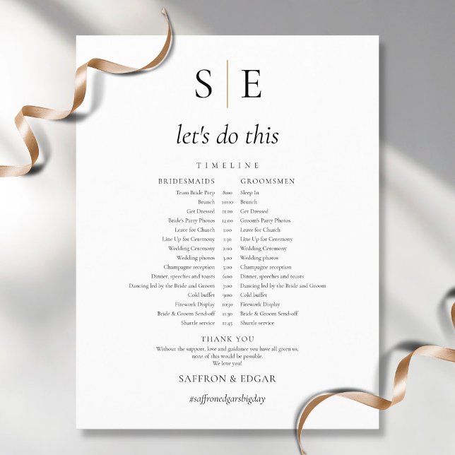 Calendrier de mariage élégant avec monogramme (Créateur téléchargé)
