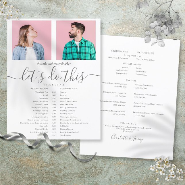 Calendrier de mariage élégant avec photo (Elegant Script Photo Wedding Schedule Timeline)