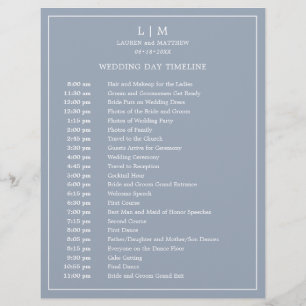 Calendrier de mariage élégant et simple bleu pouss