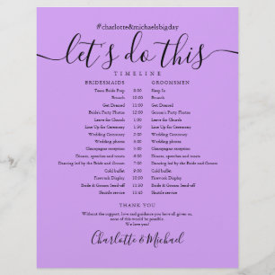 Calendrier de mariage élégant lavande lilas