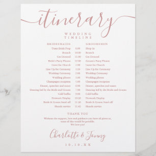 Calendrier de mariage rose poudré Itinéraire Chron