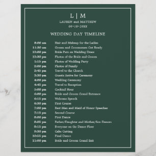 Calendrier de mariage simple avec monogramme en ve