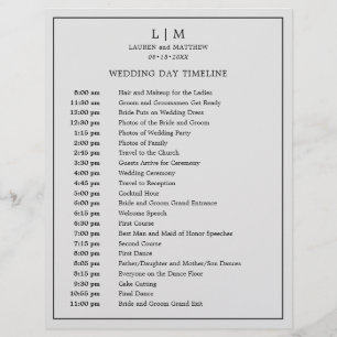 Calendrier de mariage simple avec monogramme gris