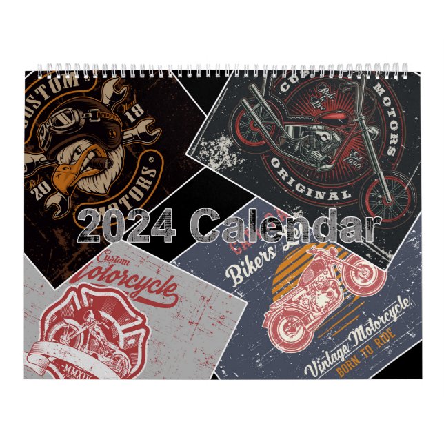 Calendrier de moto Retro Grunge 2024 (Protection)