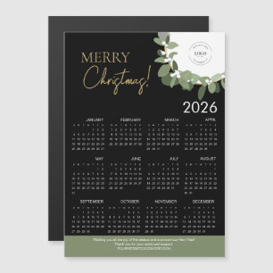 Calendrier de Noël 2026 Moderne Noir et Or